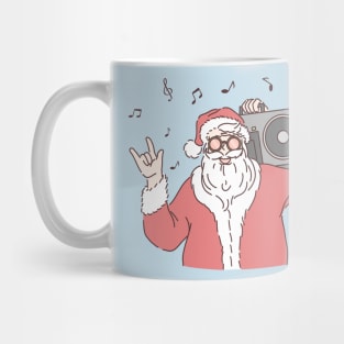 Santa Claus listening to music Rock Musical notes Glasses Mug